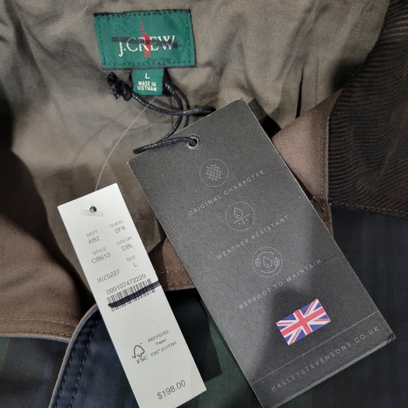 J Crew Waxed 1983 Barn Jacket CB613 Size L NWT Plaid Waterproof - Picture 6 of 9